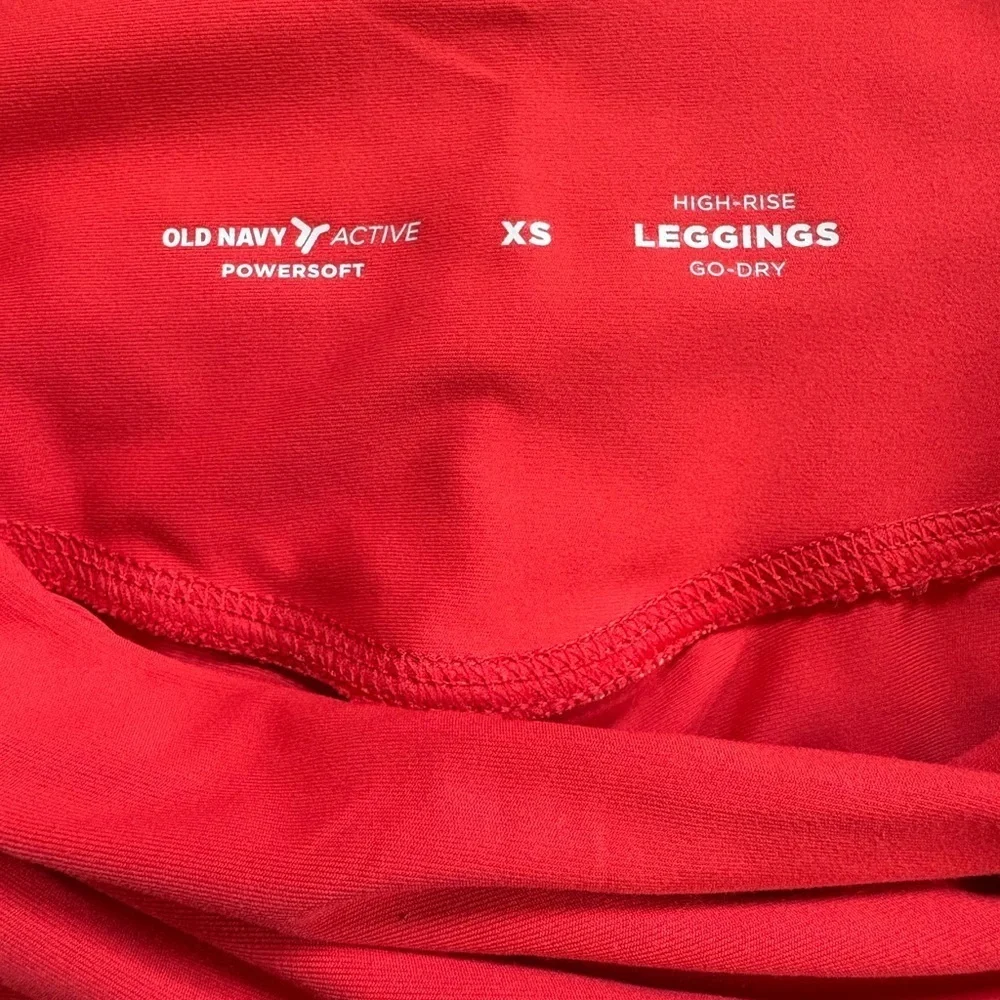 5/20$ Old Navy Girls Active Power Soft High Rise Red Leggings Pockets XS